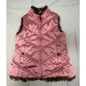 GAP GIRLS REVERSIBLE FAUX FUR PUFFER VEST SIZE 10
